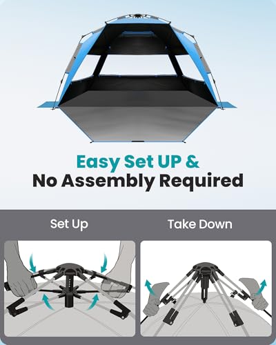 OutdoorMaster Beach Tent with Blackout Shelter Technology, Portable Sun Shade Shelter 4 Person, Pop Up Beach Tents with UP...