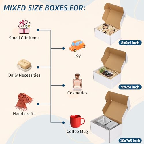 ZBEIVAN White Small Shipping Boxes, 30 Packs Cardboard Mailer Boxes for Packaging Small Business with Lids (10x7x5, 9x6x4,...