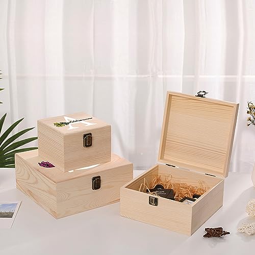 Cooayyaooc Personalized Wooden Keepsake Memory Box with Birth Flower & Name, Custom Wood Decorative Storage Box with Lids ...
