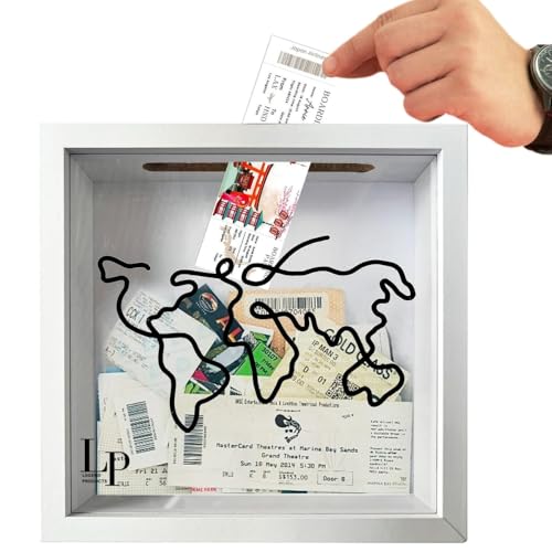 Legend - Travel Adventure Archive Shadow Box with Slot on Top | Travel Shadow Box Frame to Store Memories, Photos, Currenc...