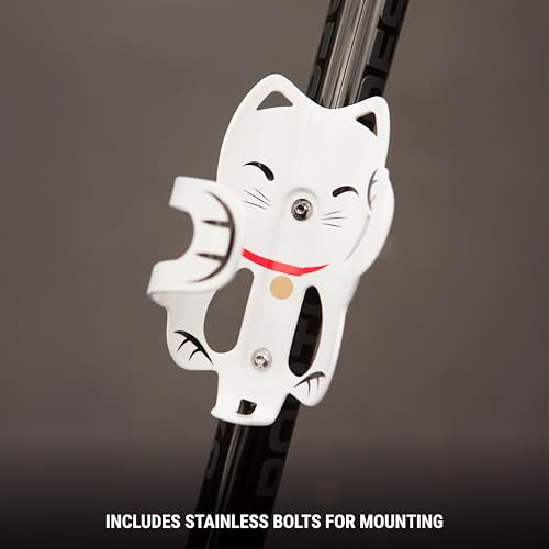 Portland Design Works Water Bottle Cage - Lightweight Water Bottle Holder for Bikes, Lucky Cat Cage, White