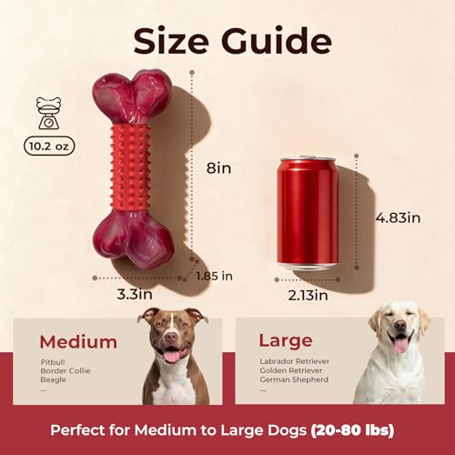Apasiri Tough Dog Toys for Aggressive Chewers: Beef Flavored Long Lasting Dog Bones for Large Dogs, Heavy Duty Nylon & Rub...