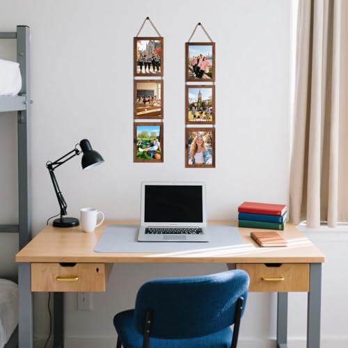 QUTREY 5x7 Collage Picture Frames, 6 Openings Hanging Photo Frame Set Display Vertical 5 by 7 inch Pictures for Wall Deco...