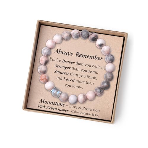 THEMEROL Inspirational Gifts for Kids/Girls/Teens/Women-Love/Encouragement-Natural Crystal Bracelets-Handmade Cute Gifts