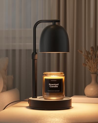 LISUNAR Candle Warmer Lamp with Timer Dimmable, Adjustable Height Black Candle Warmer for Jar Candles, Birthday Gifts for ...