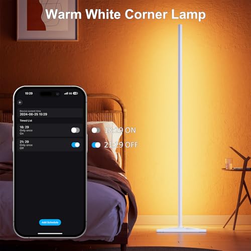 MIHEAL 2PCS Corner Floor Lamp, Synced Lights LED Control Floor Lamp RGB Light 56" Smart LED Corner Lamp App and Remote for...