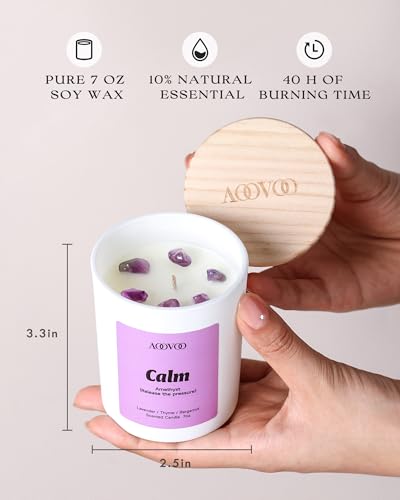 AOOVOO Calm Candles Set for Women - 4 Pack Candles for Home Scented, 28 oz 200 Hour Burn, Aromatherapy Candle with Crystal...