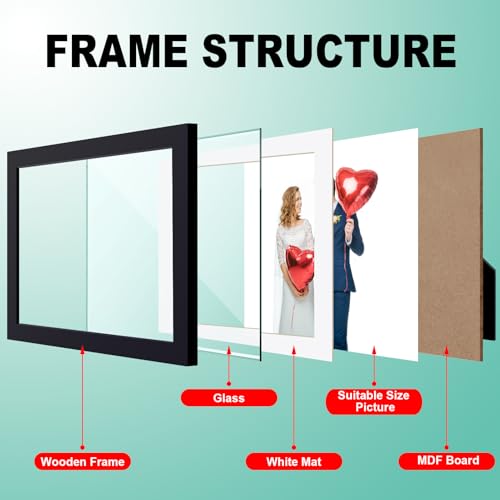 RPJC 11x14 inch Picture Frame Made of Solid Wood and High Definition Glass Display Pictures 8x10 with Mat or 11x14 Without...