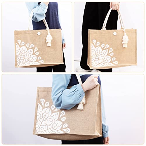 itgowisa Beach Bag for Women, Straw Beach Tote Bag with Pocket Tassel Handle Waterproof Lining, for Summer Vacation Pool Gift