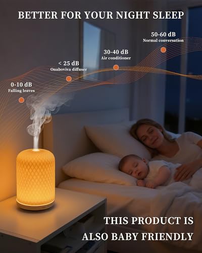 Essential Oil Diffuser - 2.4MHz Ultrasonic Ceramic Diffuser with Pulse/Continuous Mist & Night Light, Waterless Auto-Off, ...