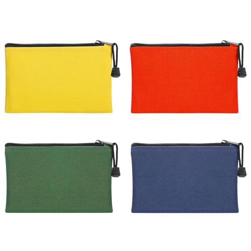 ANPHSIN 7''x4.7'' Canvas Tool Bags Pouches - 4 Pack Heavy Duty Zipper Pouch Set, Multipurpose Small Tools Storage Organize...