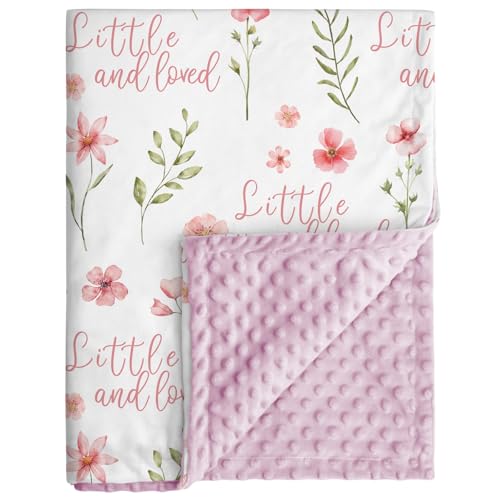 CIVARUA KIDS Floral Baby Blankets for Girls - Super Soft Nursery Minky Blanket, Newborn Baby Blanket with Double Layer Dot...