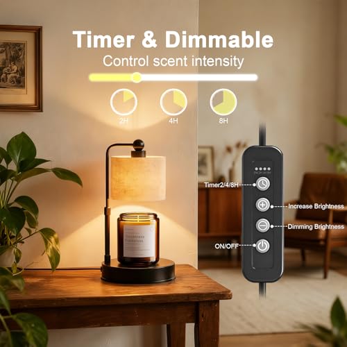 Bingyouth Modern Candle Warmer Lamp with Timer, Modern Farmhouse Candle Warmer, Height Adjustable & Dimmable Electric Cand...