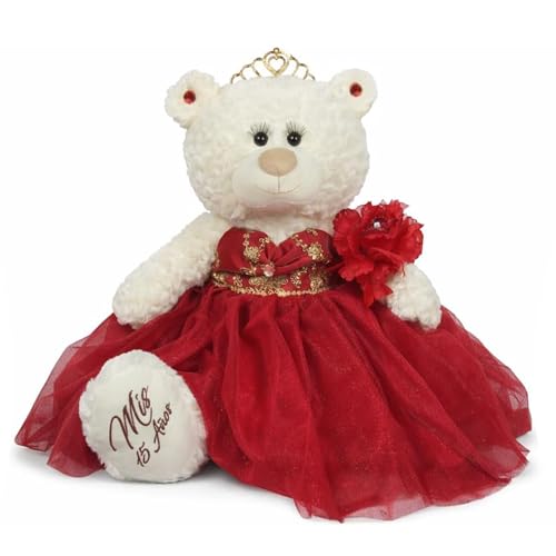 KINNEX COLLECTIONS SINCE 1997 Large 20” Quinceañera Teddy Bear Centerpiece – Elegant Dress, Oversized Keepsake Gift for 15...