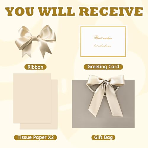 YoungTree Medium Mothers Day Gift Bag with Ribbon and Greeting Card 2 Tissue Papers, Mothers Day Bag, Birthday Gift Bag wi...