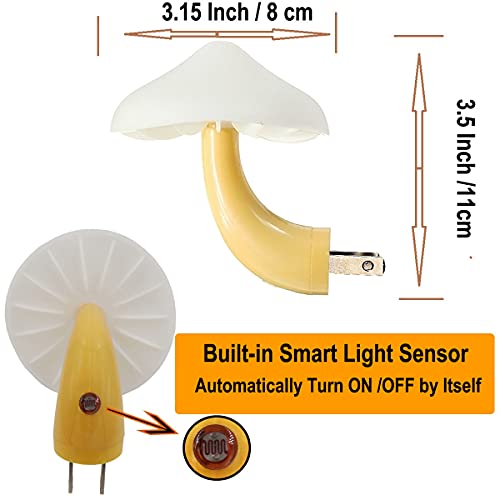 AUSAYE 2 Pack LED Mushroom Night Light Plug into Wall NightLight,Dusk to Dawn Sensor Wall Lamp Energy Saving Night Lights ...