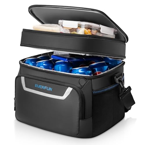 EVERFUN Small Compact Cooler Bag 24/48 Can Insulated Lunch Box Double Deck Soft Leak-Proof Waterproof Collapsible Ice Ches...