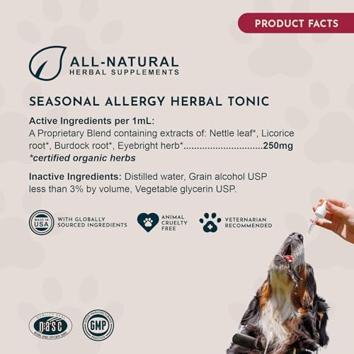 Animal Essentials Seasonal Allergy Treatment for Dogs - Liquid Herbal Support for Dogs & Cats, Wellness Supplement for Sen...