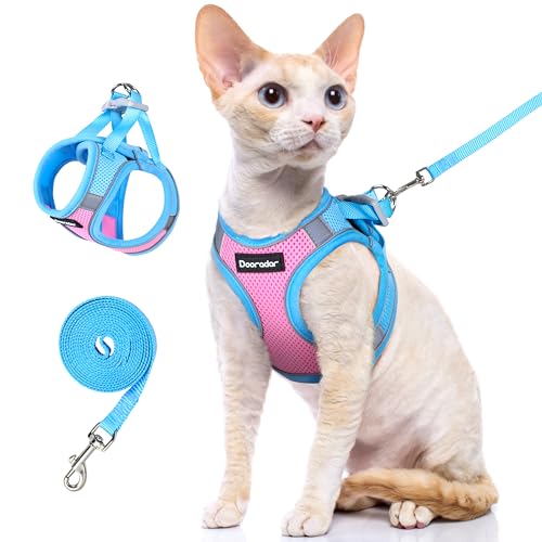 Dooradar Cat Harness and Leash Set, Escape Proof Lightweight Kitten Harness, Soft Breathable Reflective Vest for Outdoor W...