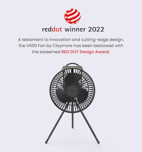 Claymore V600+ Warm Gray Rechargeable Portable Fan – 7,800mAh Battery, 4-Speed BLDC Ultra-Quiet Air Circulator USB-C Charg...