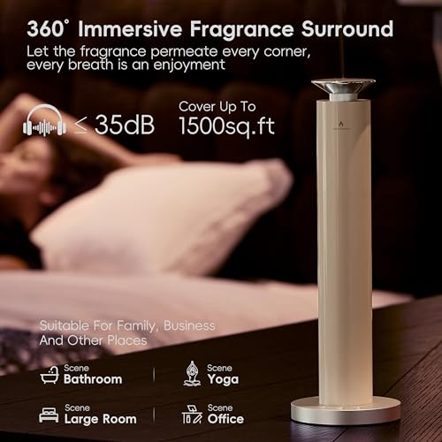 Wireless Rechargeable Hotel Scent Diffuser Starter Kit - Alloy Atomization System,Waterless Oil Diffuser, 1500 Sq Ft Cover...
