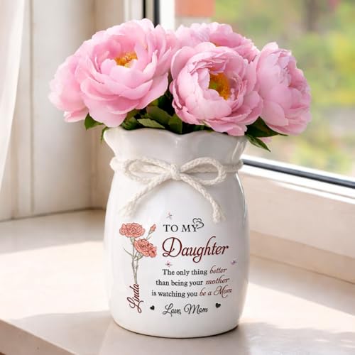 Pawfect House Gifts Personalized Flower Vase with Ribbon, Mothers Day Birthday Gifts for Daughters, You Carry Love So Beau...