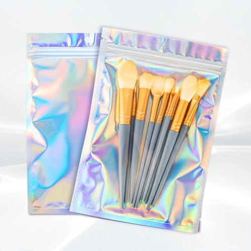 6x9 inch Holographic Bags, Resealable Foil Pouch Mylar Sample Bag Great for Small Business and Party Favor Food Storage（50...