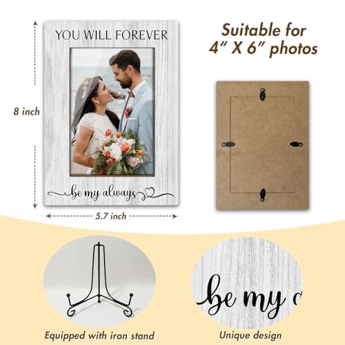 Zgogy Wedding Gifts Wooden Picture Frames 4x6 - You Will Forever Be My Always, Engagement Photo Frame With Stand for Engag...