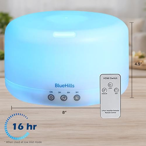 BlueHills Premium 1000 ML XL Essential Oil Diffuser Aromatherapy Humidifier with Remote for Large Room Home 18 Hour Run Hu...
