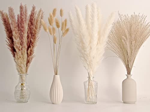 65PCS Pampas Grass Decor, Including pompas Floral, Reed Dried Grass and Bunny Tails Dried Flowers, Natural Dried Pampas Gr...