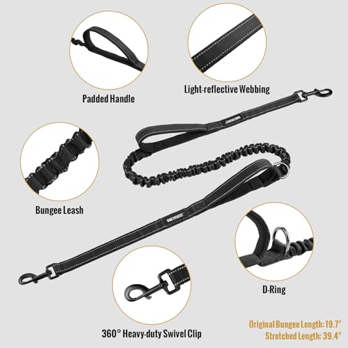 OneTigris Hands Free Dog Leash, Waist Leash for Dog Walking with Detachable Chest Bag, Thickened Mesh Lumbar Support and D...