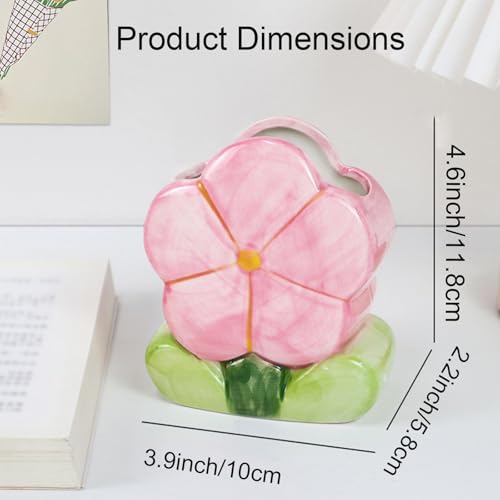 Busnos Pink Makeup Brush Holder Pen Holder for Office Desk Accessories Aesthetic Pencil Holder Cute Flower Home Decor Birt...
