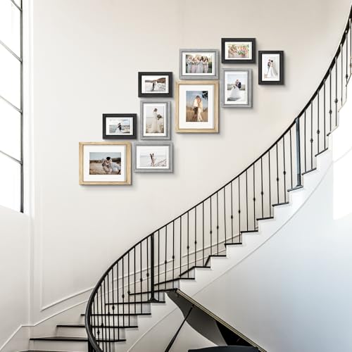 Povrgive Picture Frames, Made of Real Glass and Wooden Frame, Gallery Photo Frames Set of 10 for Collage Wall Decor, Multi...