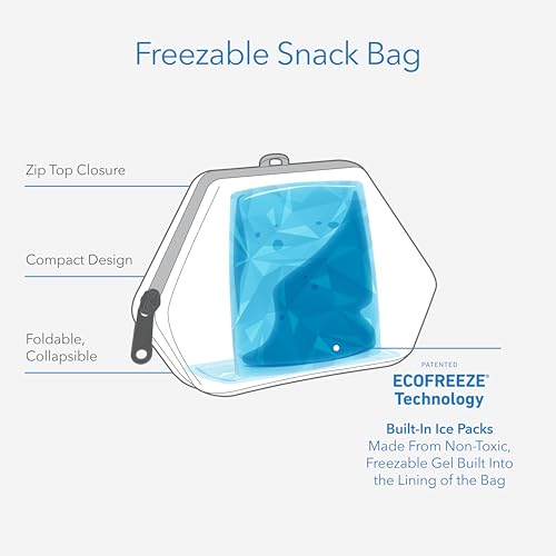 PackIt Freezable Snack Bag, Polka Dots, Built with EcoFreeze Technology, Foldable, Reusable, Zip Closure Locks in Cool Dry...
