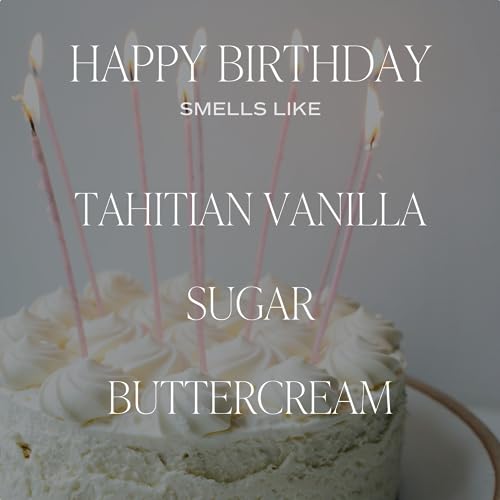 Sweet Water Decor Happy Birthday Soy Candle - Vanilla Sugar & Buttercream Sweet Scented Happy Birthday Candle Gift for Mo...