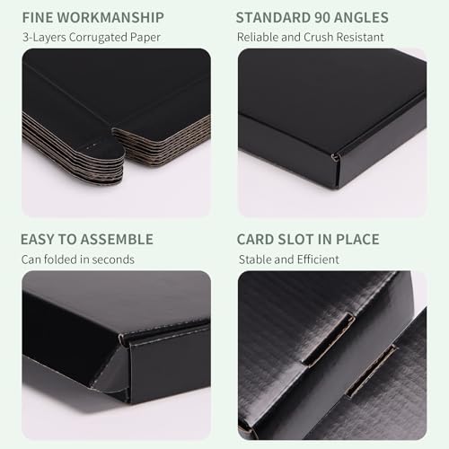 Rempry 7x5x1 Inches Black Shipping Boxes Pack of 50, Cardboard Corrugated Mailer Boxes for Packaging Small Business, Small...