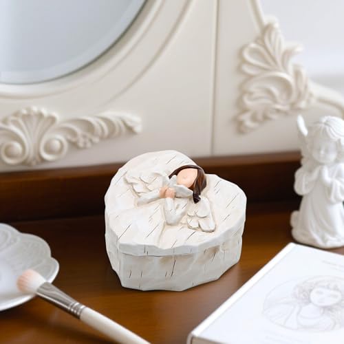 Hodao Angle Figurines Keepsake Box Decorations For Home Living Room Table Sculpted Hand-Painted Memorial Keepsake Box Love...