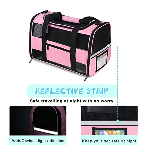 CUSSIOU Cat Carrier Pet Carrier Airline Approved for Small Dogs Medium Cats Puppies 15 Lbs Dog Carrier with Reflective Str...