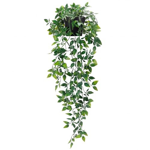 Whonline Fake Hanging Plants, Artificial Small Potted Plants for Indoor Outdoor Aesthetic Office Living Room Shelf Decor (...