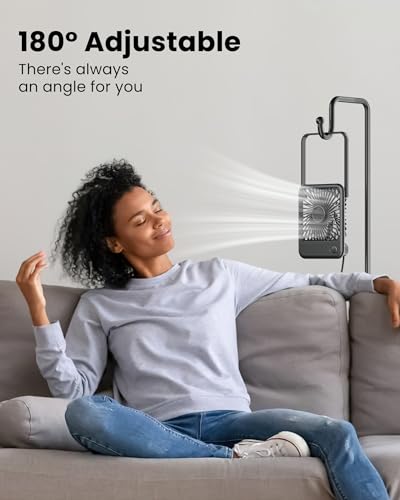 Koonie USB Desk Fan, Strong Wind Ultra Quiet Small Personal Fan with 180° Tilt Folding and 3 Speeds Adjustable, USB-C Cord...