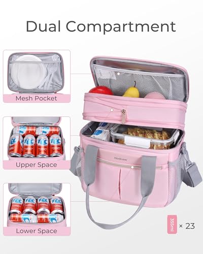 Hedcaw Lunch Box for Women Double Deck Insulated Lunch Bag Women Expandable Leakproof Reusable Lunch Cooler Bag for Work, ...