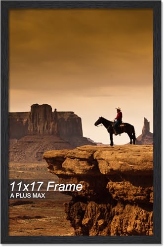 A PLUS MAX 11x17 Picture Frame, Black Engineered Wood Frame for 11 x 17 Inch Picture Poster Photo, Light Weight 11 by 17 F...