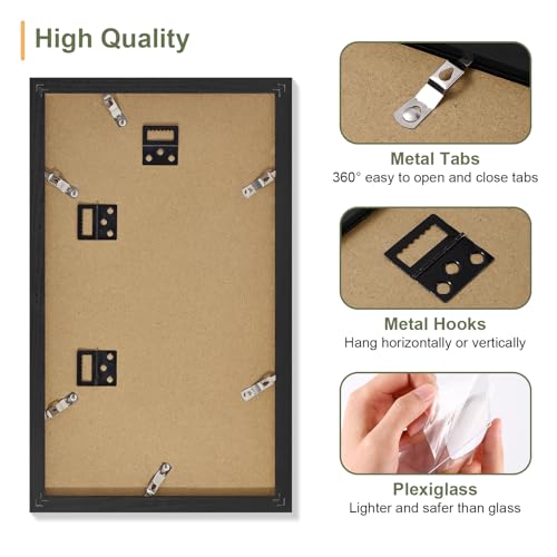 Vittanly 8x14 Picture Frames Collage, Displays 3Pcs 4x6 Pictures with Mat, Collage Picture Frame for Horizontal or Vertica...
