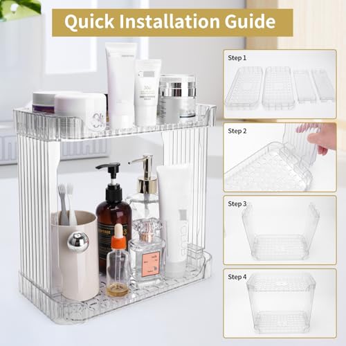 Ayswupt Acrylic 2 Tier Bathroom Counter Organizer,Makeup Organizer for Vanity,Clear Organizer Shelf for Kitchen Sink Count...