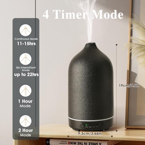 Diffuserlove Ceramic Essential Oil Diffuser Aromatherapy Diffusers for Home Bedroom Air Stone Diffuser Black Base