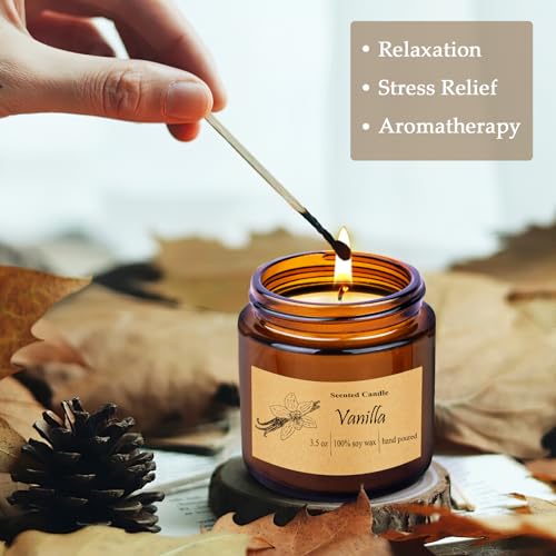 6 Pack Candles for Home Scented, Aromatherapy Jar Candles Gift Set for Women, Long Lasting Burn Soy Wax Candle, Scented Ca...