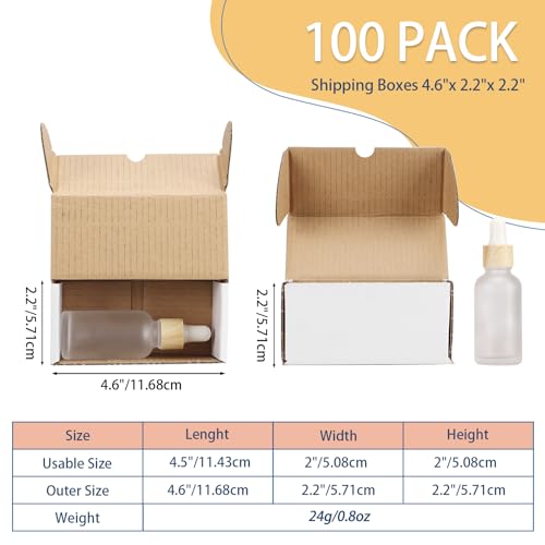 ZBEIVAN 4.6x2.2x2.2 White Shipping Boxes Set of 100, Corrugated Cardboard Mailer Boxes for Packaging Small Business Mailin...