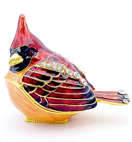 JWT Astyle Elegant Cardinal Bird Jewelry Trinket Boxes Hinged .Keepsake Ring Box Necklace Earrings Organizer.Cardinals Gif...