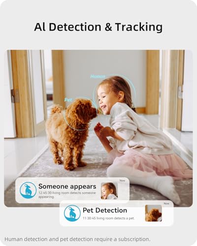 Security Camera 2K, blurams Baby Monitor Dog Camera 360-degree for Home Security w/Smart Motion Tracking, Phone App, IR Ni...