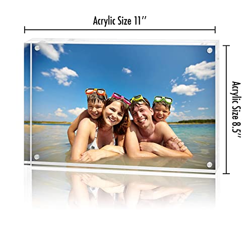 Americanflat 8.5x11 Acrylic Picture Frame - Double Sided Frames with Magnetic Corners - Transparent Acrylic Frames for Des...